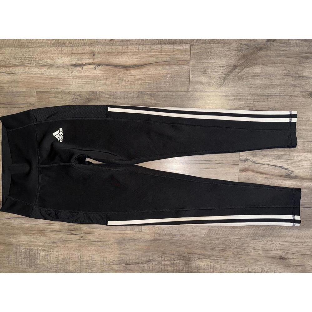 adidas Black Leggings with White Side Stripes